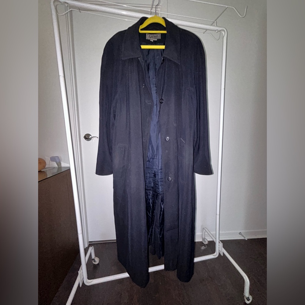 Apropos Long Navy Blue Trench-Style Coat - Size 18